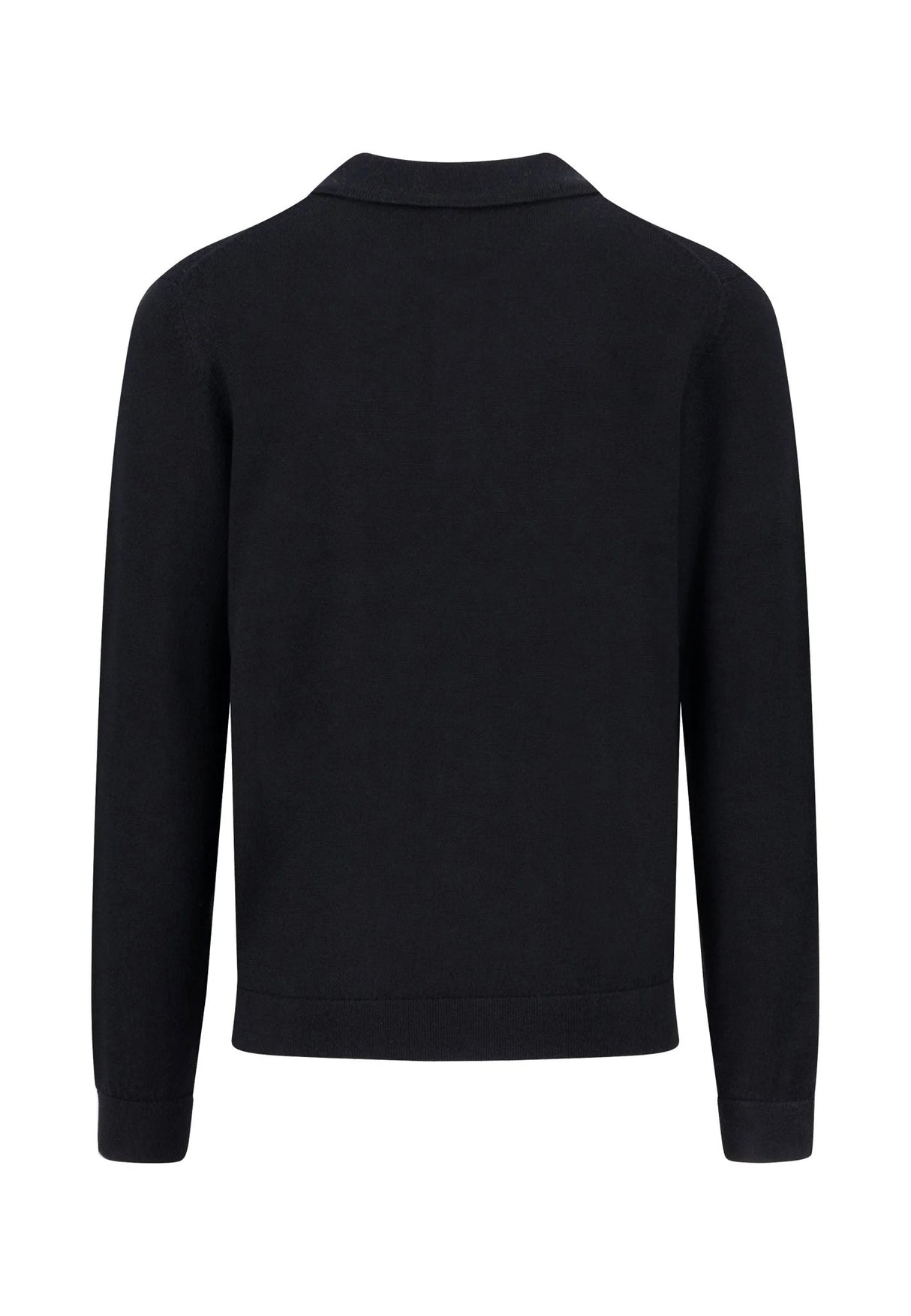 FYNCH HATTON Knitted Merino Polo Shirt - Men's Modern Fit – Black