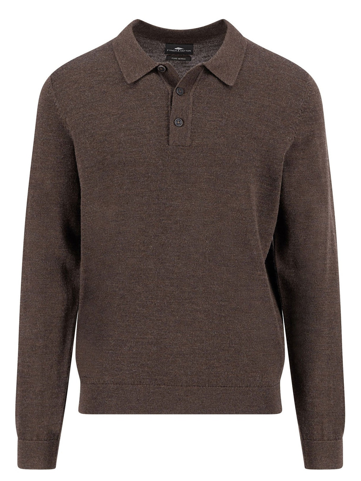 FYNCH HATTON Knitted Merino Polo Shirt - Men's Modern Fit – Dark Chocolate