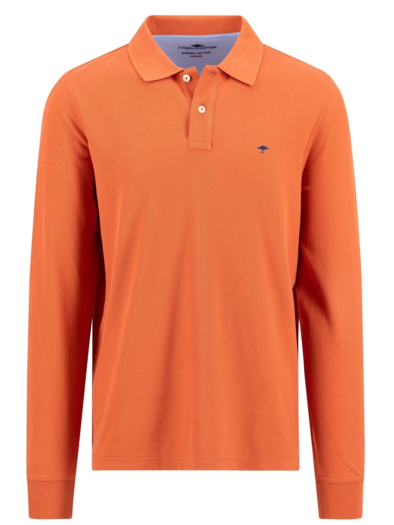 FYNCH HATTON Long Sleeve Polo Shirt - Men's Soft Cotton – Orient Red