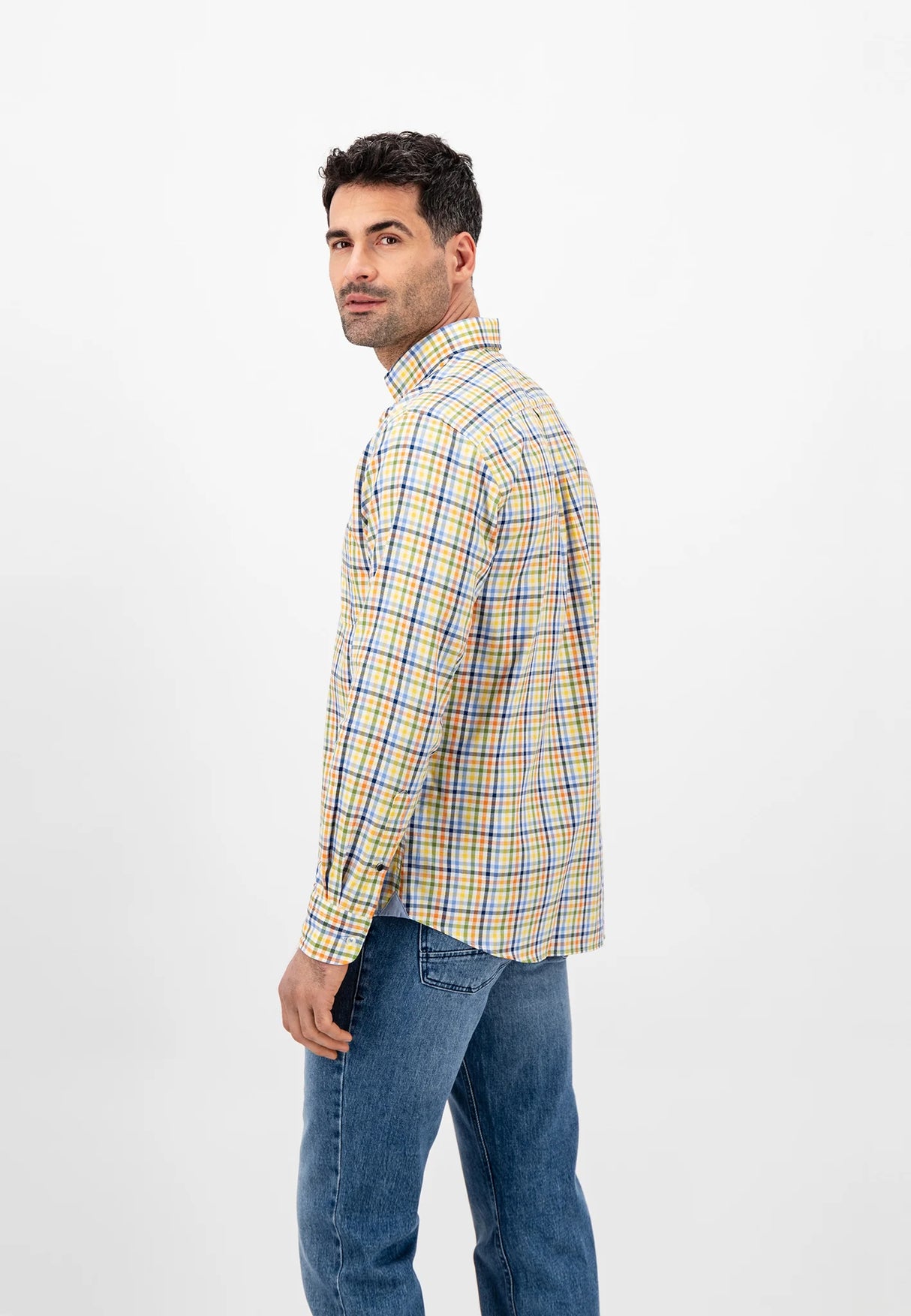 FYNCH HATTON Multi Print Shirt - Men's Soft Cotton – Leaf Green Check Fynch Hatton