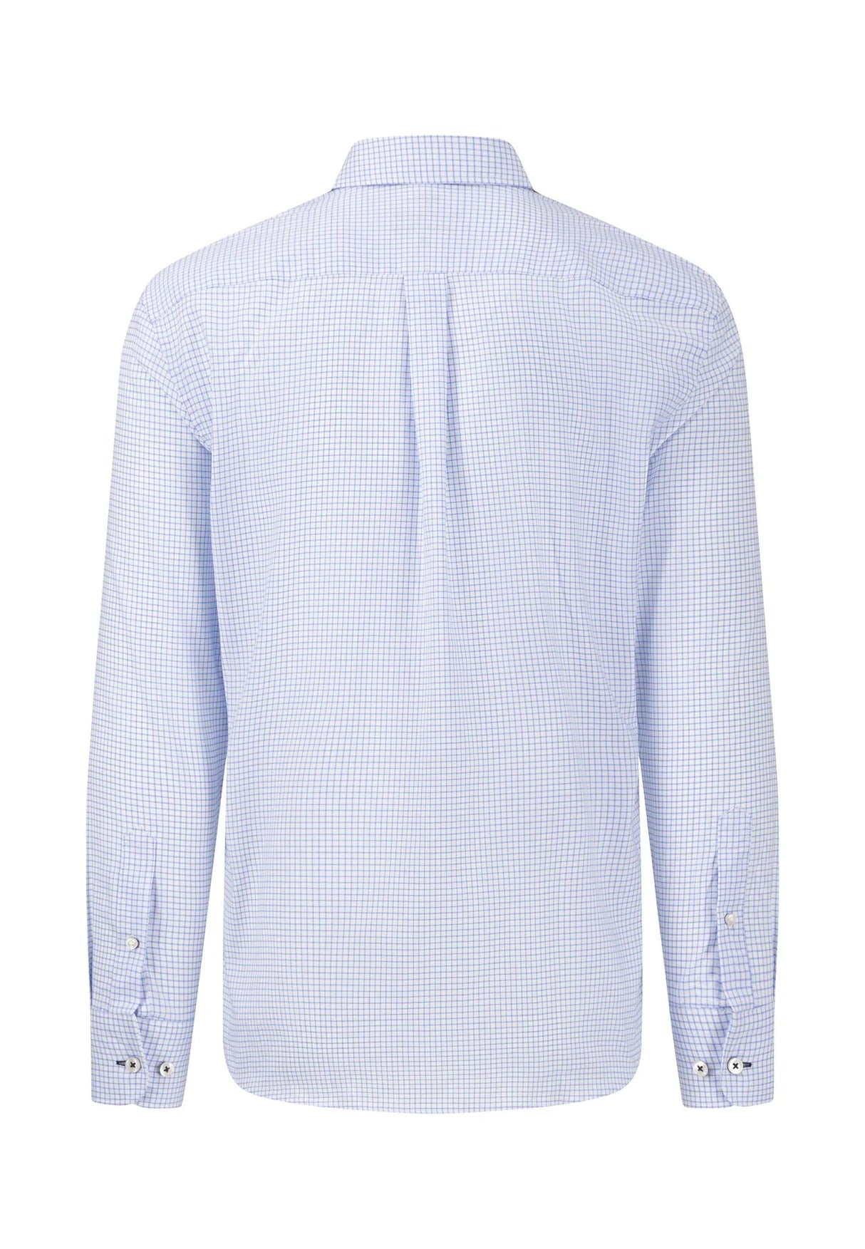 FYNCH HATTON Oxford Shirt - Men's Soft Cotton – Light Blue Check Fynch Hatton