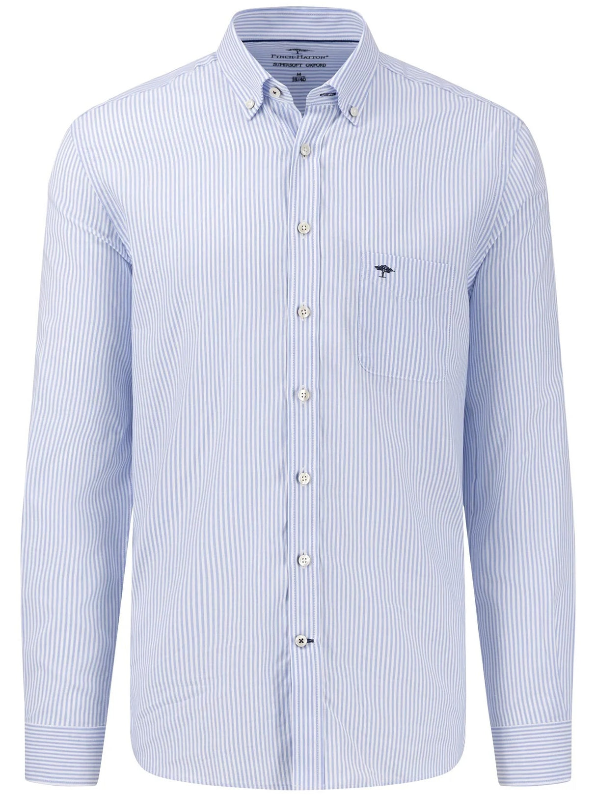 FYNCH HATTON Oxford Shirt - Men's Soft Cotton – Light Blue Stripe Fynch Hatton