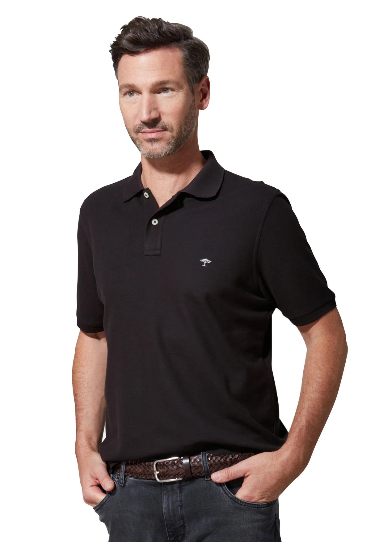 FYNCH HATTON Pique Polo Shirt - Men's Supima Cotton – Black Fynch Hatton