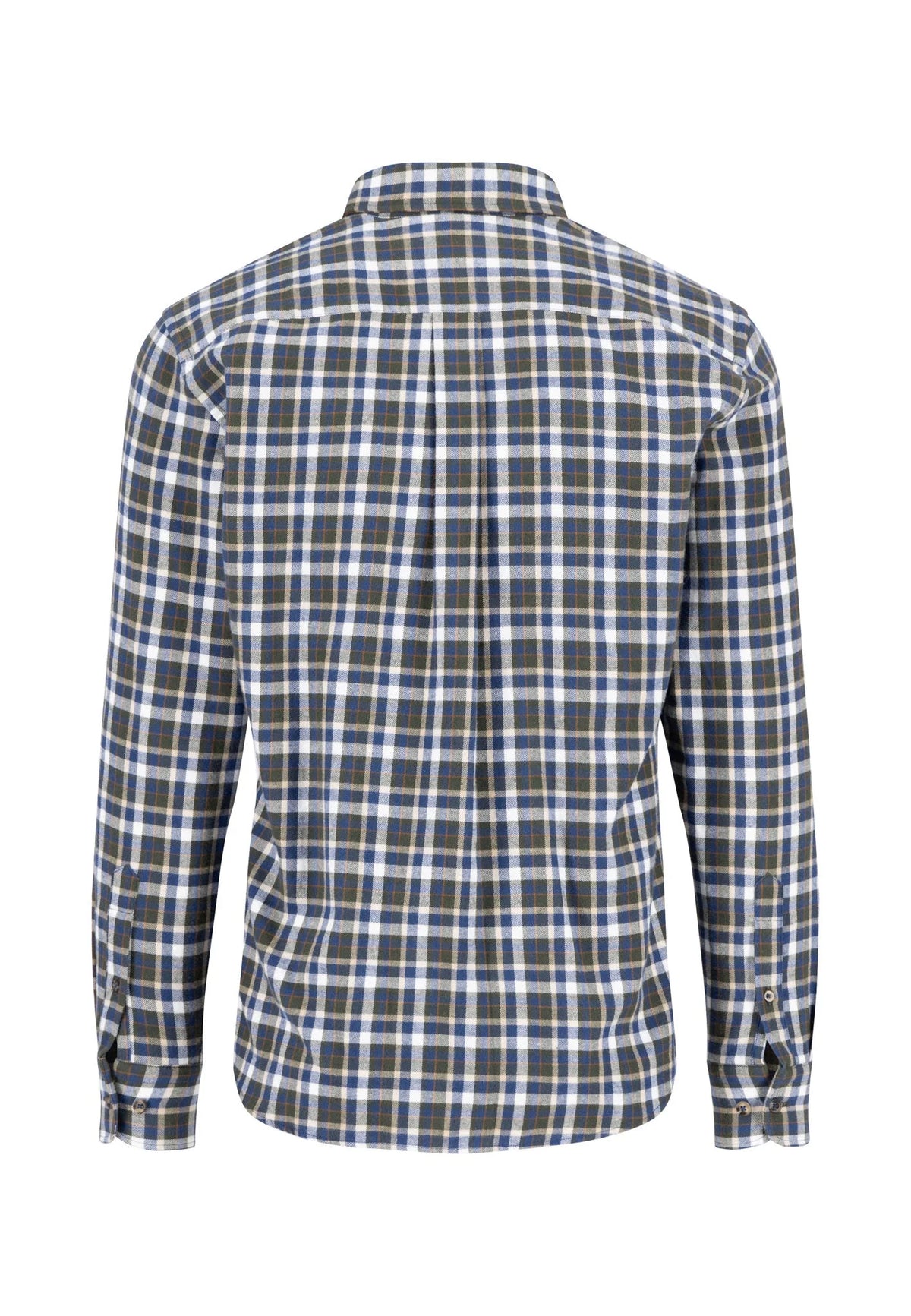 FYNCH HATTON Premium Flannel Check Shirt - Men's Button-Down - Dark Ivy - back view