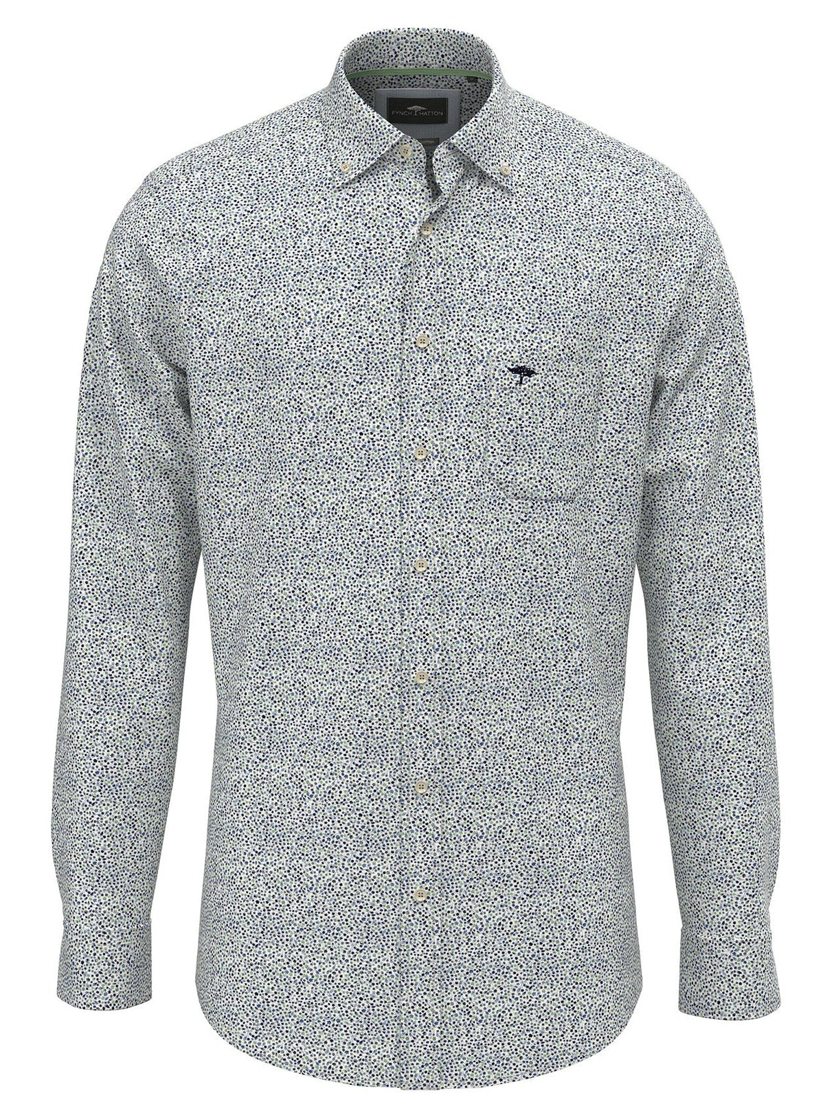 FYNCH HATTON Pure Cotton Shirt - Men's – Minimal Pattern Turf Green