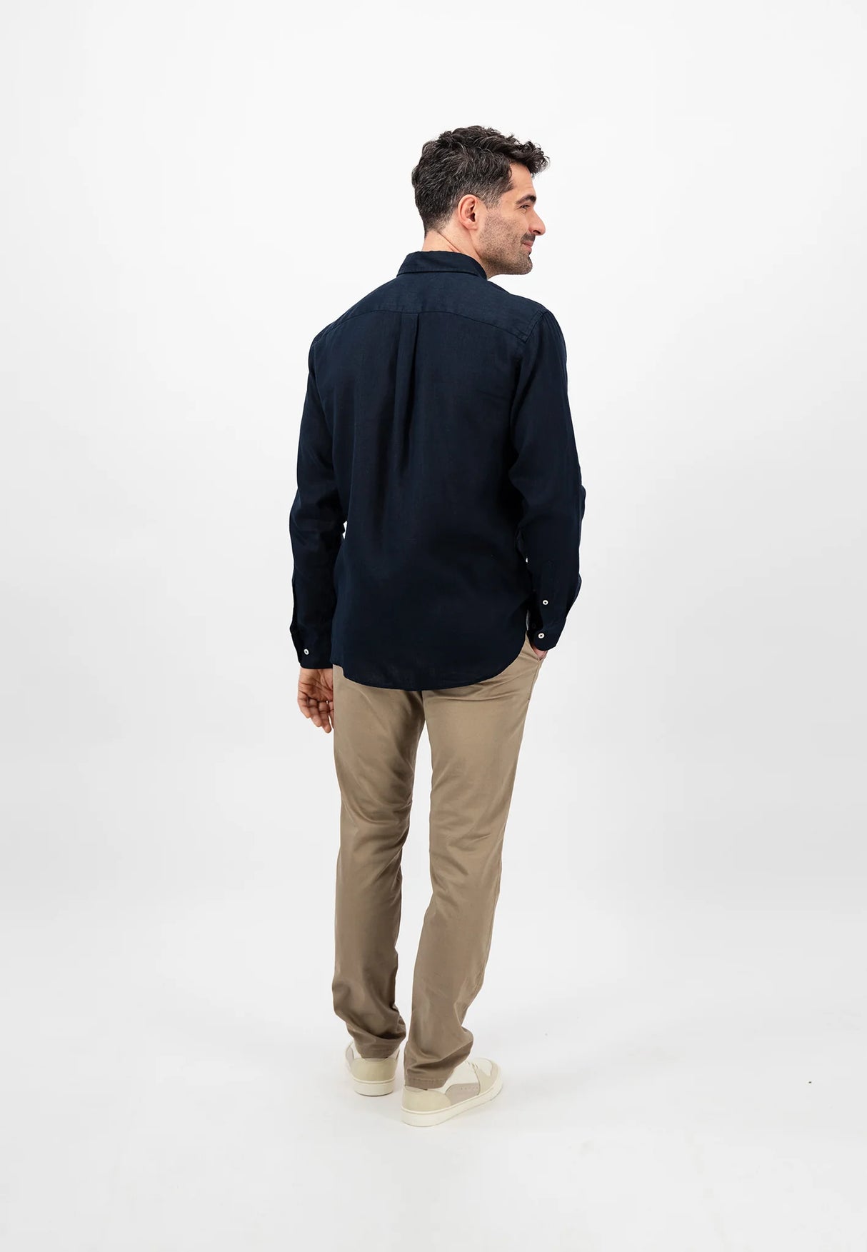 FYNCH HATTON Pure Linen Shirt - Men's – Navy Fynch Hatton