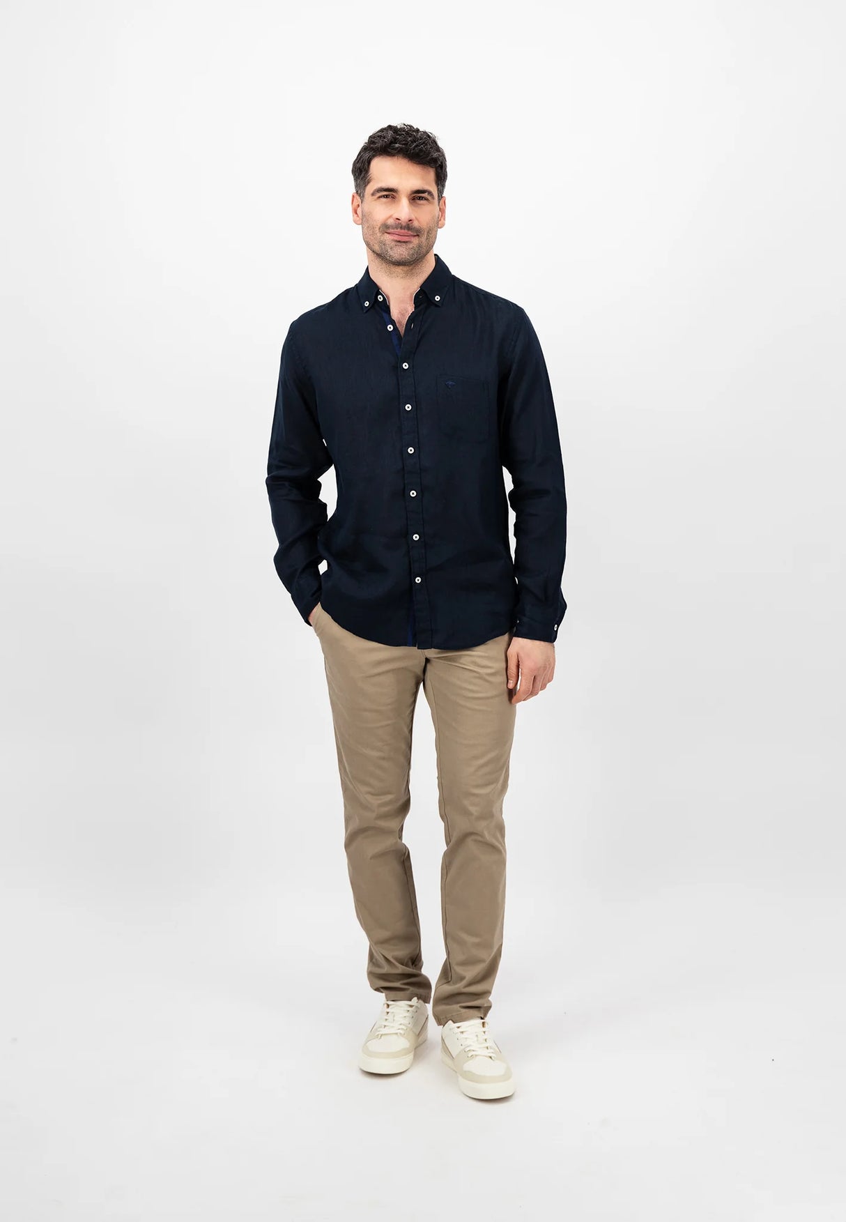 FYNCH HATTON Pure Linen Shirt - Men's – Navy Fynch Hatton