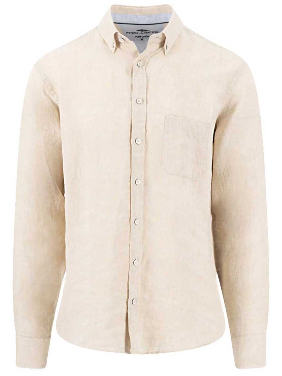 FYNCH HATTON Pure Linen Shirt - Men's – Sand