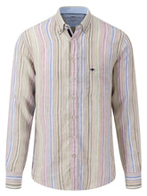 Load image into Gallery viewer, FYNCH HATTON Pure Linen Shirt - Men&#39;s – Soft Green Stripes
