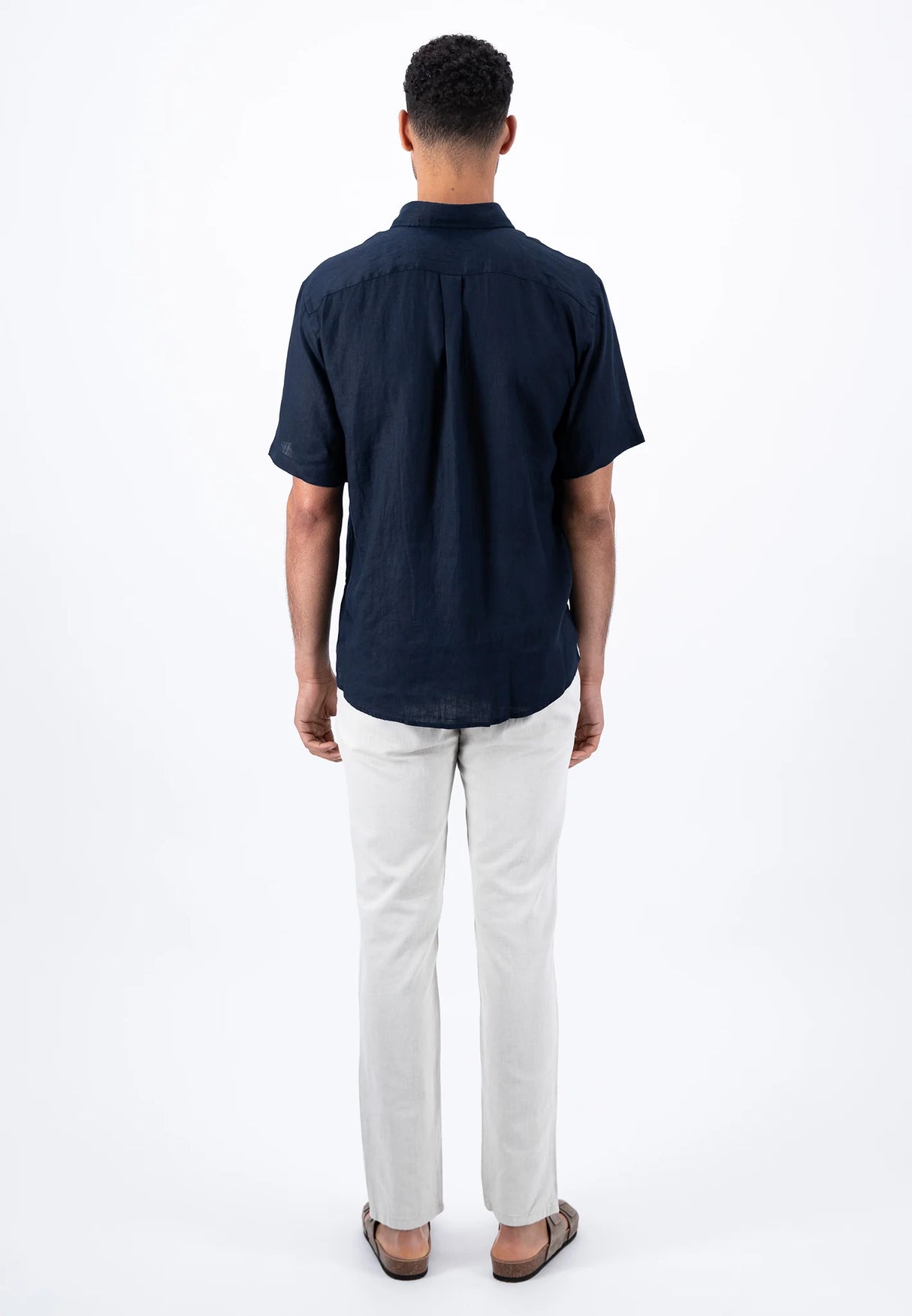 FYNCH HATTON Pure Linen Short-Sleeve Shirt - Men's – Navy Fynch Hatton