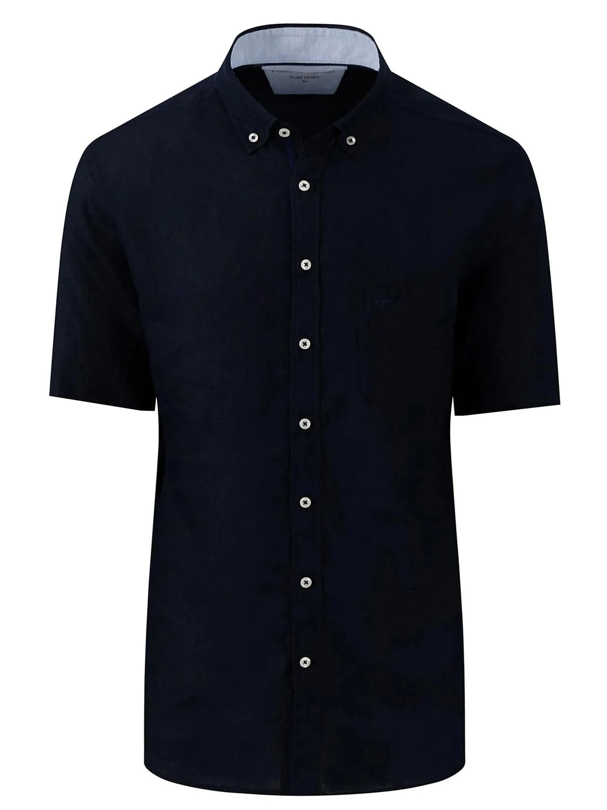 FYNCH HATTON Pure Linen Short-Sleeve Shirt - Men's – Navy Fynch Hatton