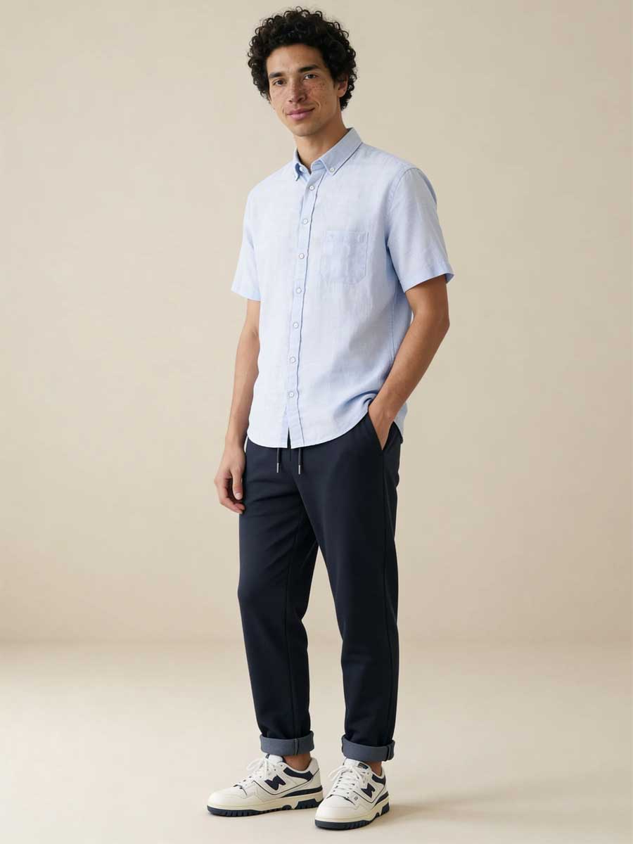 FYNCH HATTON Pure Linen Short-Sleeve Shirt - Men's – New Breeze