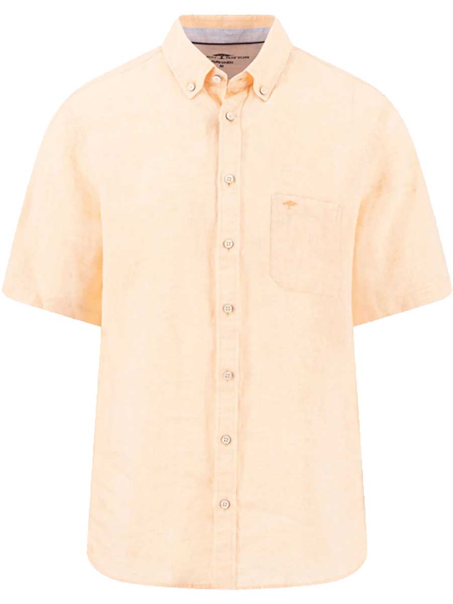 FYNCH HATTON Pure Linen Short-Sleeve Shirt - Men's – Tangerine