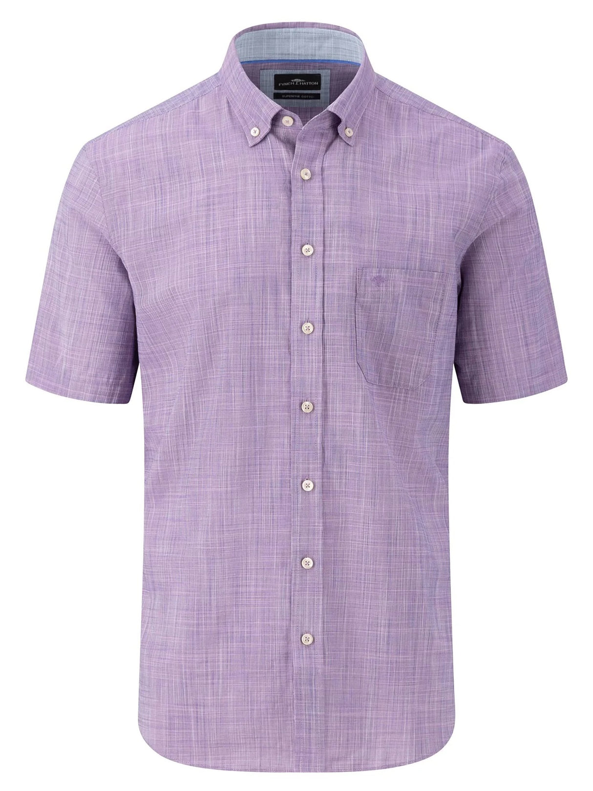 40% OFF FYNCH HATTON Short-Sleeve Shirt - Men's Slub Cotton – Dusty Lavender - Size: Small Fynch Hatton