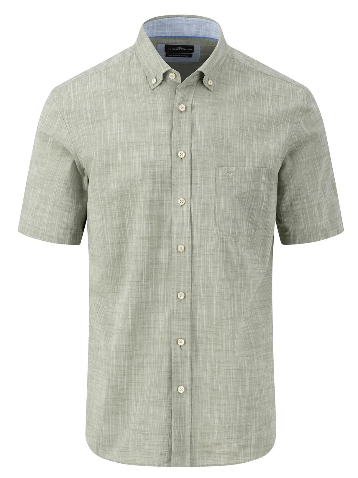 FYNCH HATTON Short-Sleeve Shirt - Men's Slub Cotton – Dusty Olive Fynch Hatton
