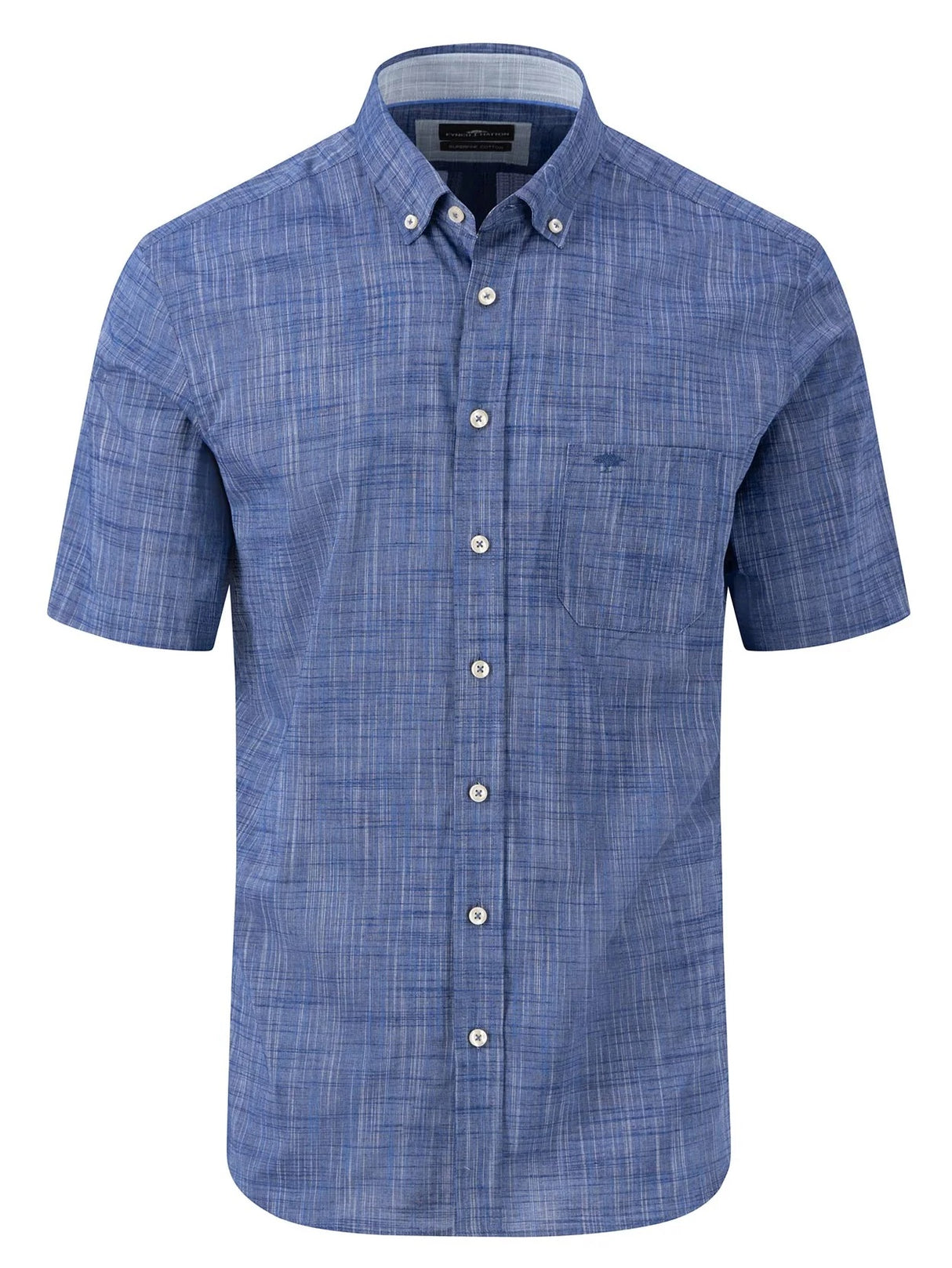 FYNCH HATTON Short-Sleeve Shirt - Men's Slub Cotton – Navy Fynch Hatton