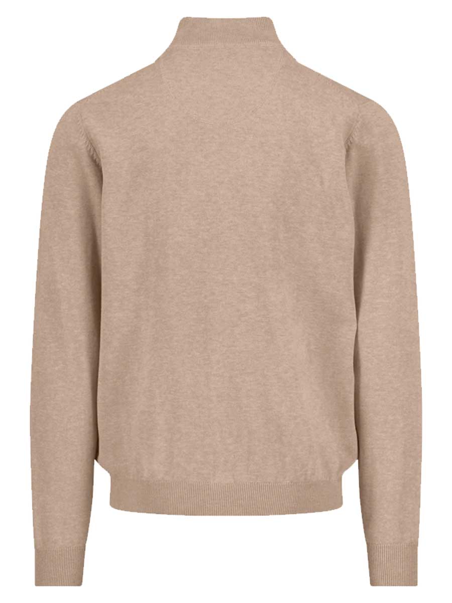 FYNCH-HATTON Soft Cotton 1/4 Zip Knit – Men’s – Taupe