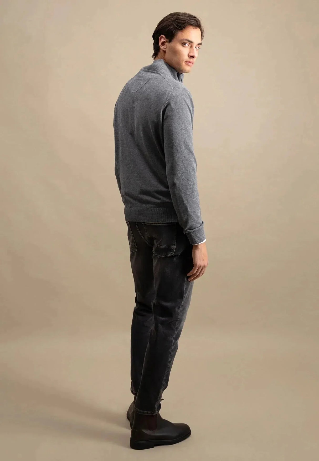 FYNCH-HATTON Soft Cotton 1/4 Zip Knit – Men’s – Steel