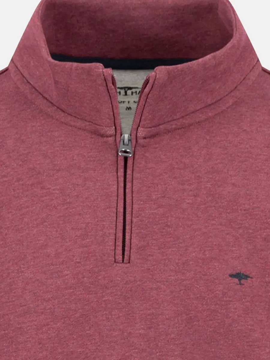 FYNCH HATTON Troyer 1/4 Zip Cotton Sweatshirt – Men’s – Deep Merlot