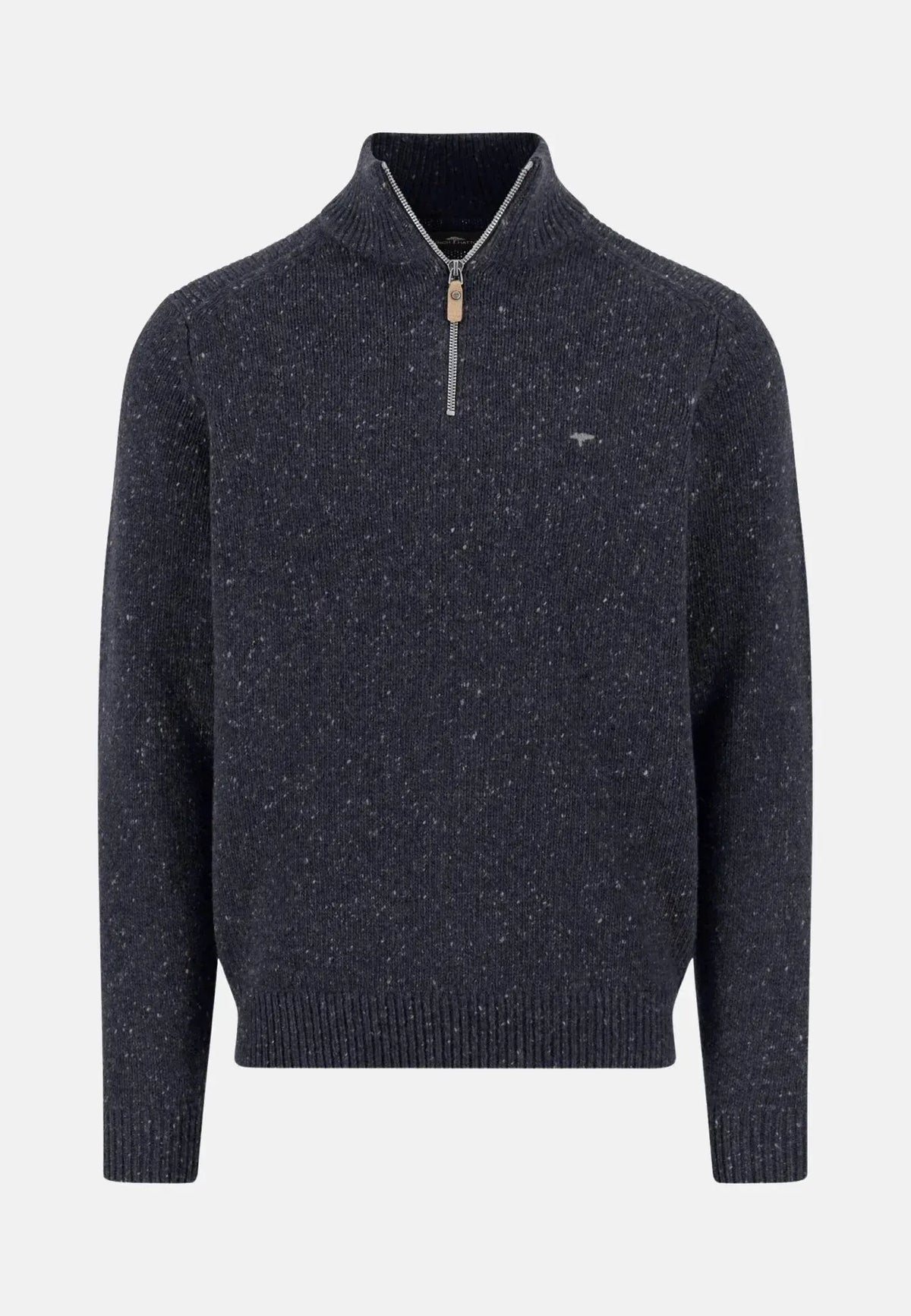 50% OFF - FYNCH HATTON Troyer 1/4 Zip Donegal Wool Mix Knit - Men's - Navy - Size: SMALL