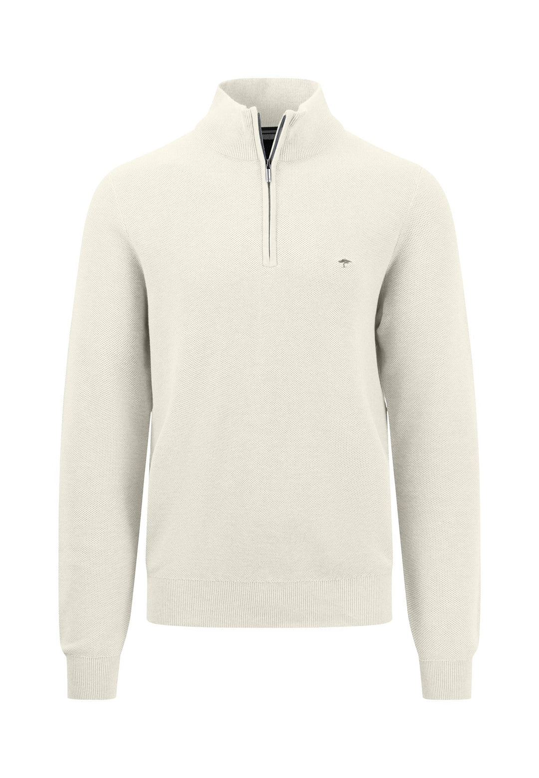30% OFF - FYNCH HATTON Troyer 1/4 Zip Knitted Cotton - Men's – Offwhite - Size: XL