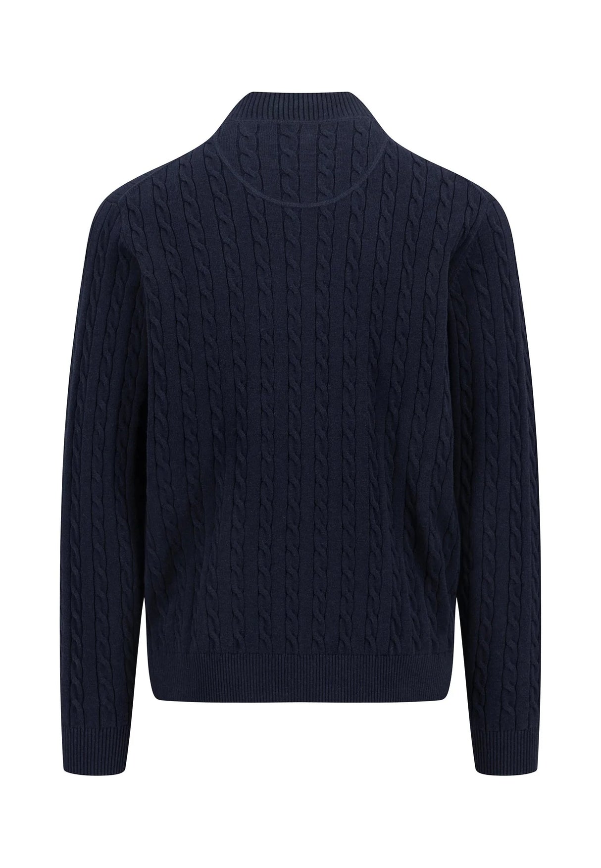 FYNCH HATTON Troyer 1/4 Zip Soft Cable Knit - Men's – Navy