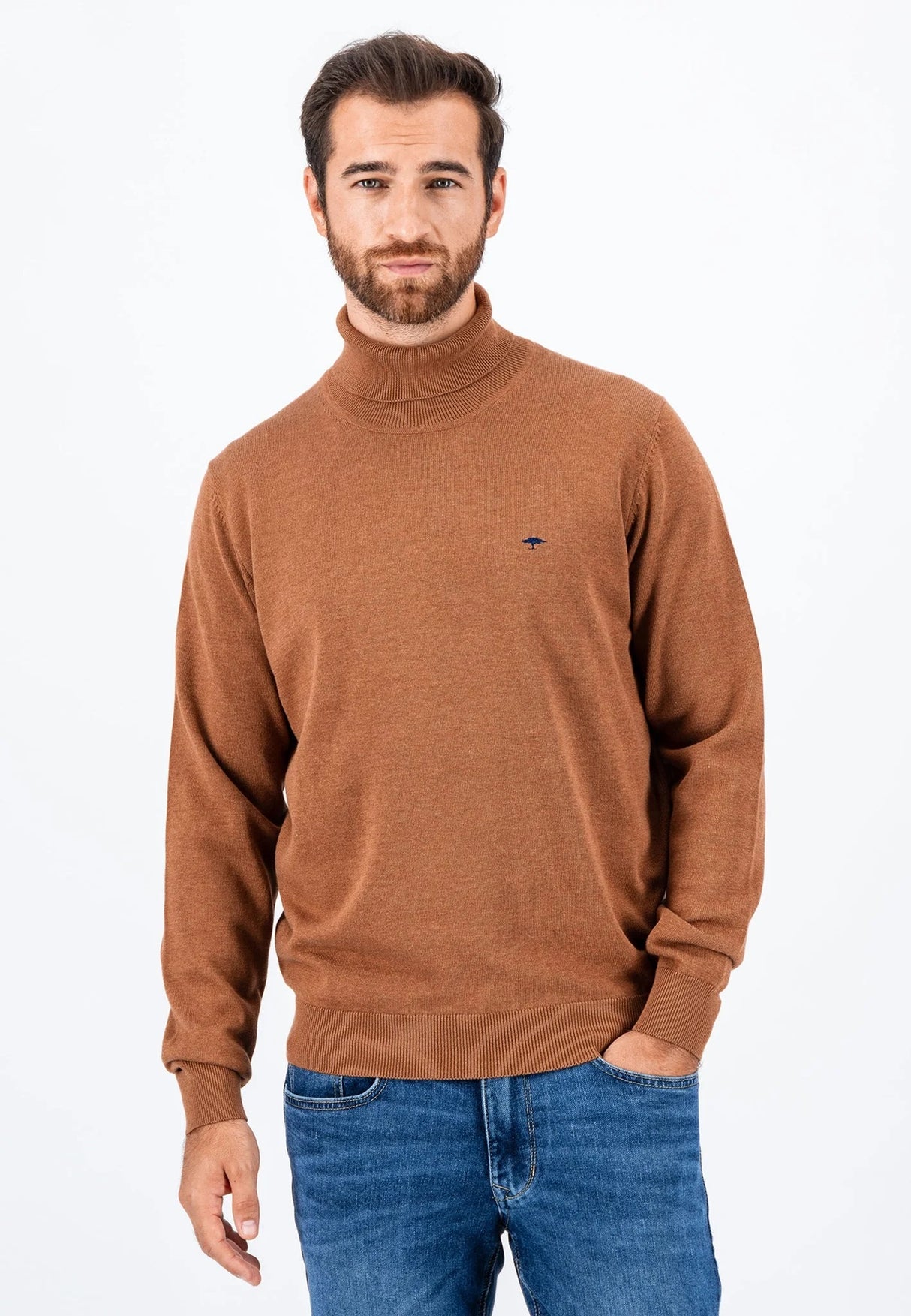 60% OFF FYNCH HATTON Turtle Neck Cotton Sweater - Men's – Hazel - Size: SMALL