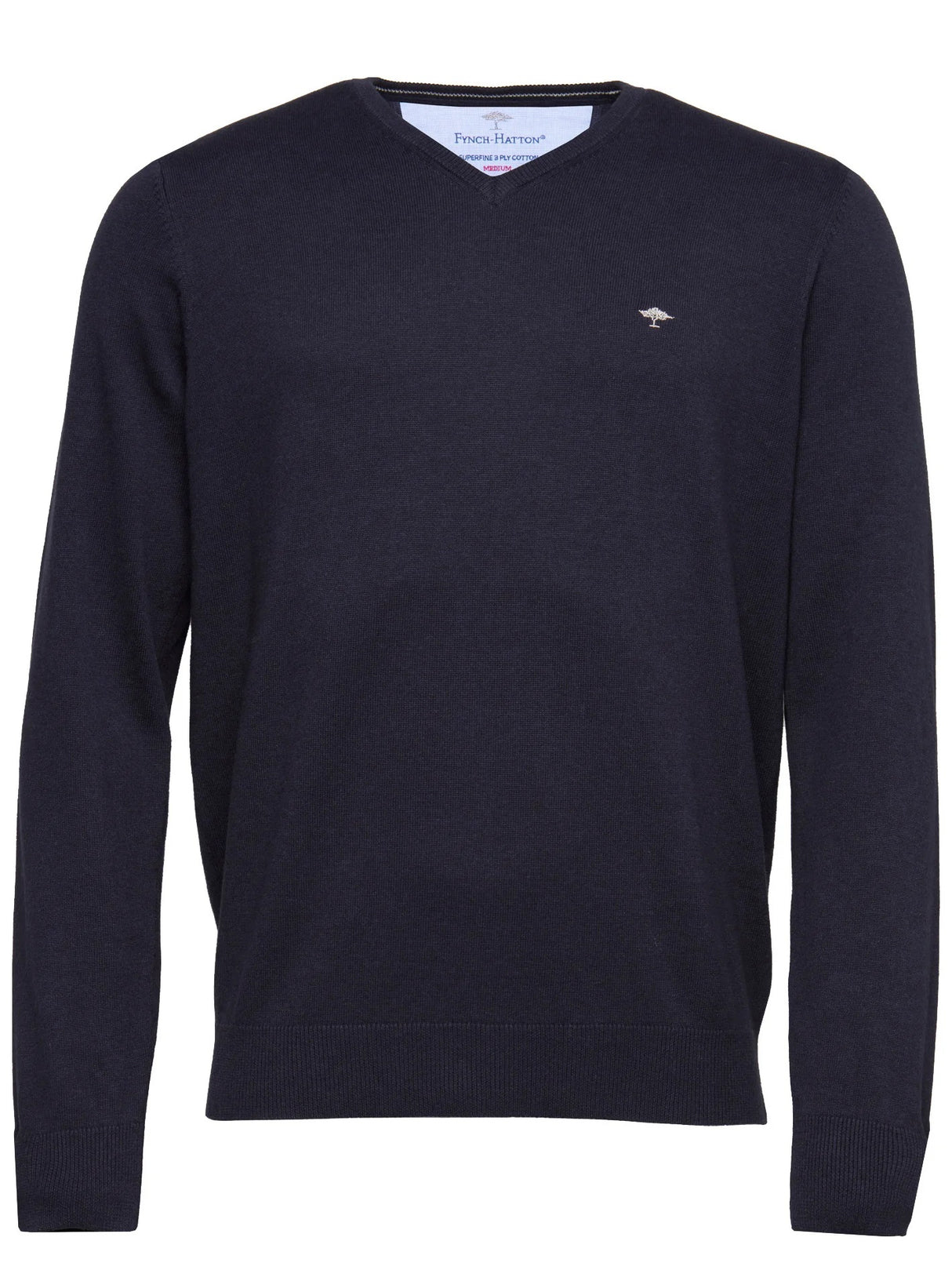FYNCH HATTON V-Neck Sweater - Men's Fine Knit – Navy Fynch Hatton