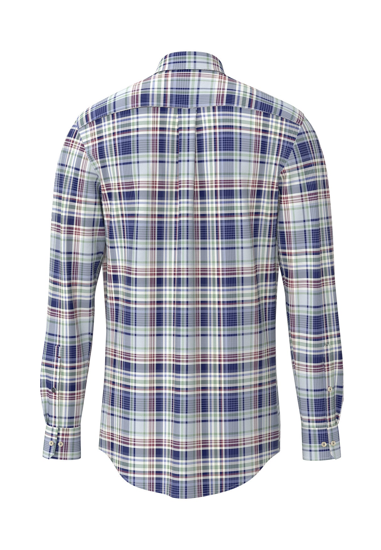 FYNCH HATTON Washed Oxford Check Shirt – Men's Button-Down – Blue/Berry