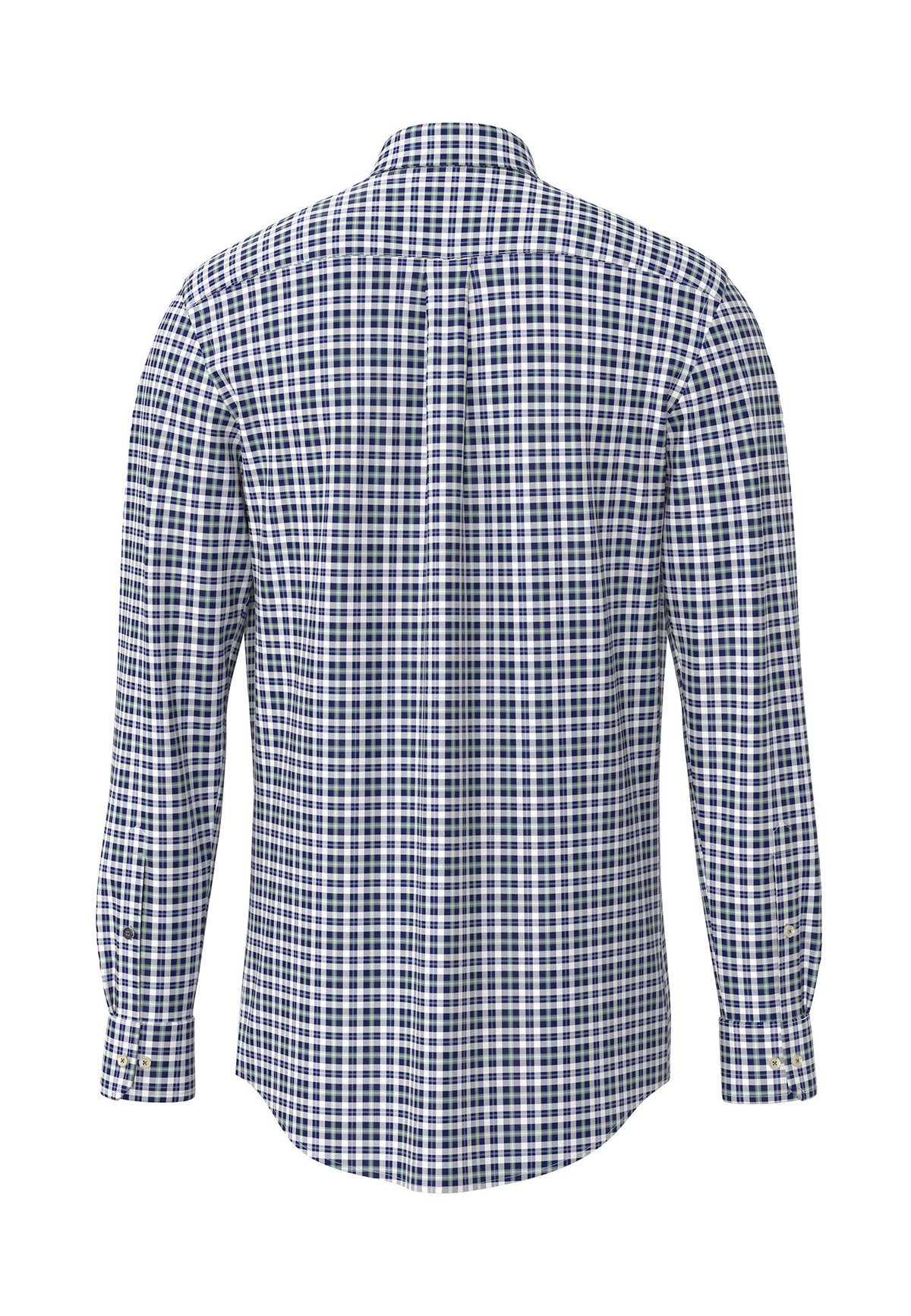 FYNCH HATTON Washed Oxford Check Shirt - Men's Button-Down - Fern - back view