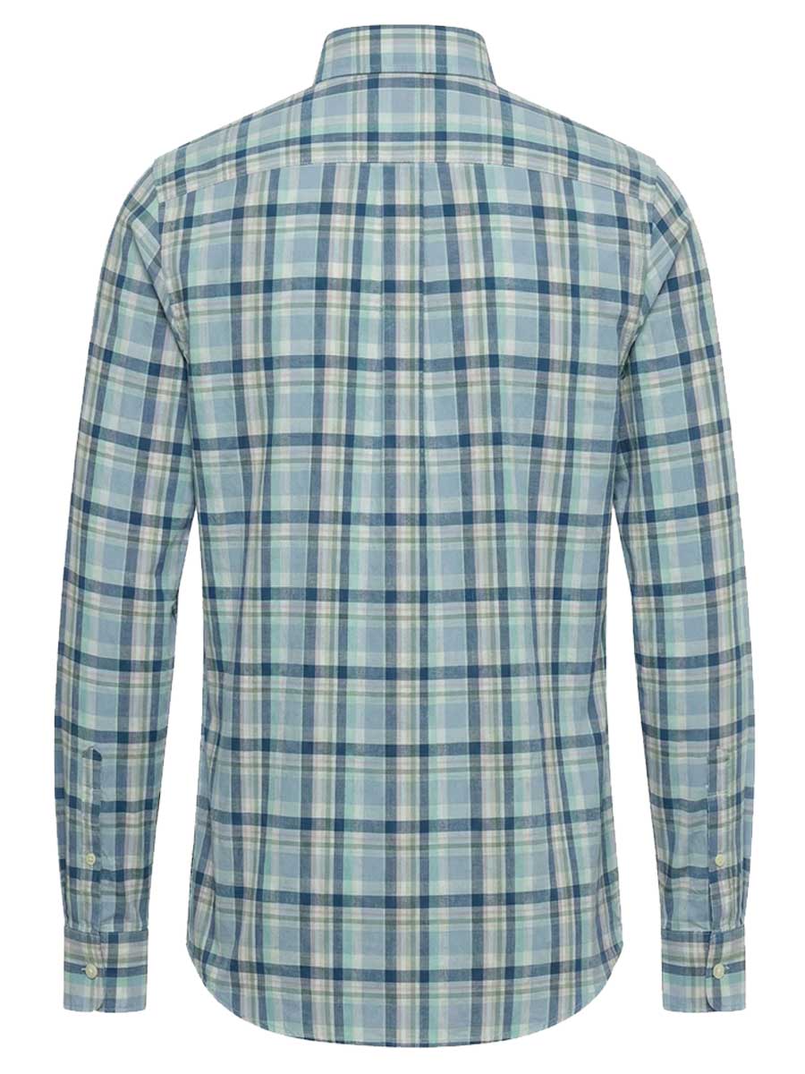 FYNCH HATTON Washed Oxford Check Shirt - Men's Button-Down - Mint