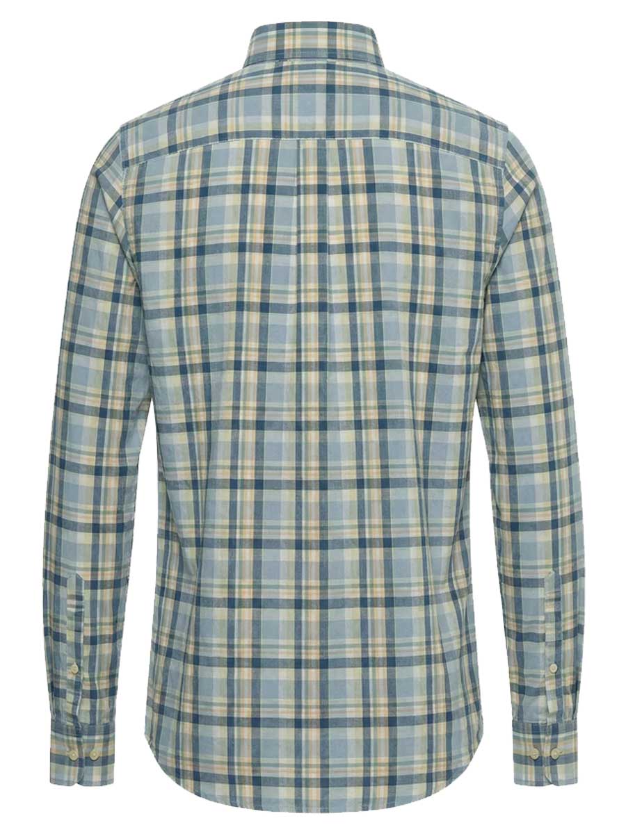 FYNCH HATTON Washed Oxford Check Shirt - Men's Button-Down - Pale Yellow