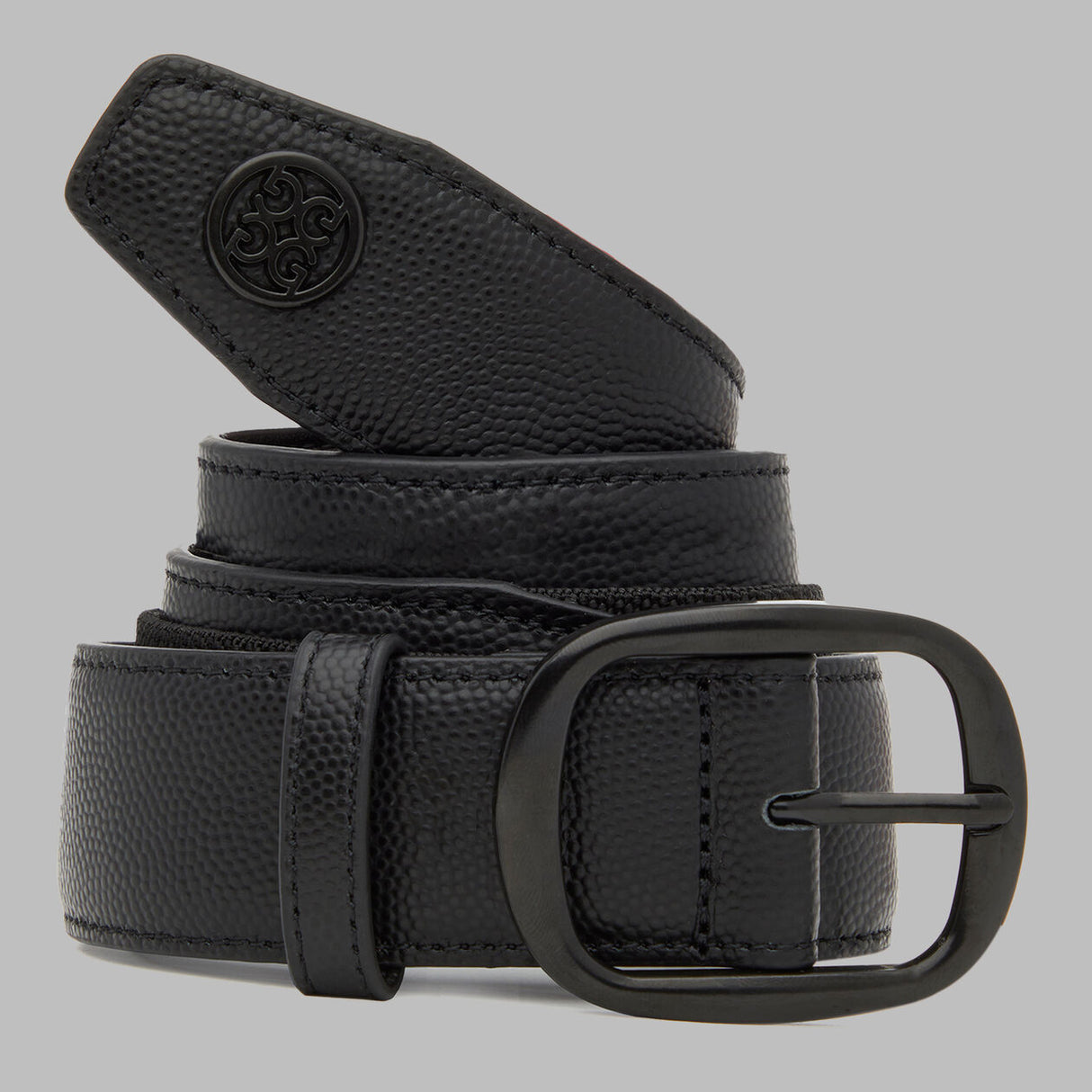G/FORE Men's Circle G's Webbed Belt – Pebble Full Grain Leather – Onyx