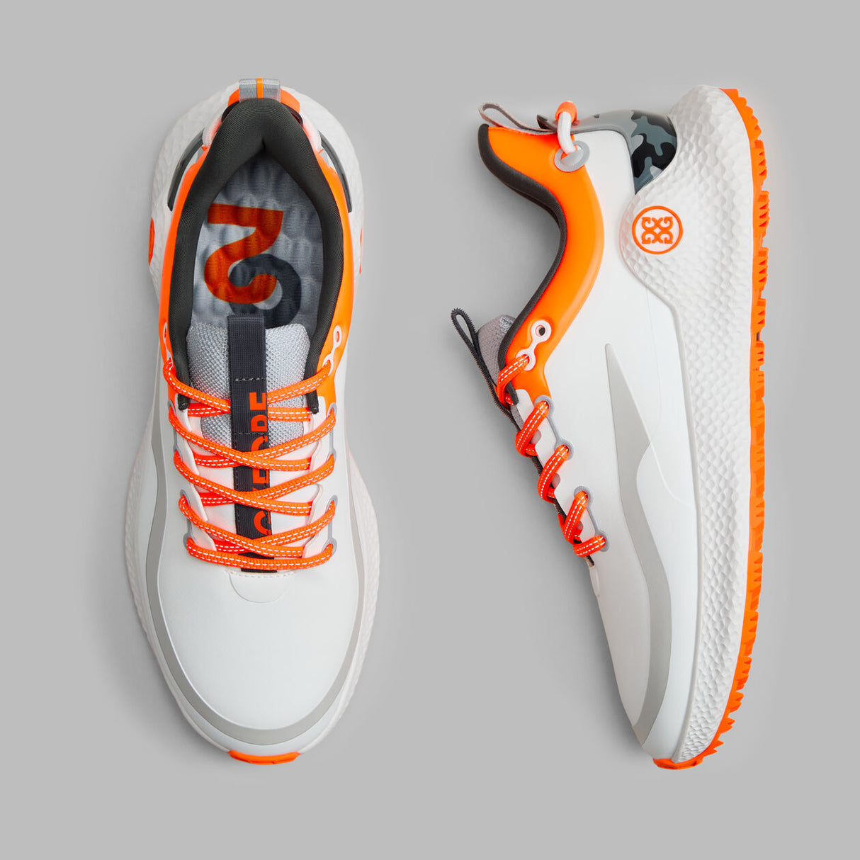 G/FORE MG4+ O2 Men’s Golf Shoes – Camo Accent - Snow / Shocking Orange