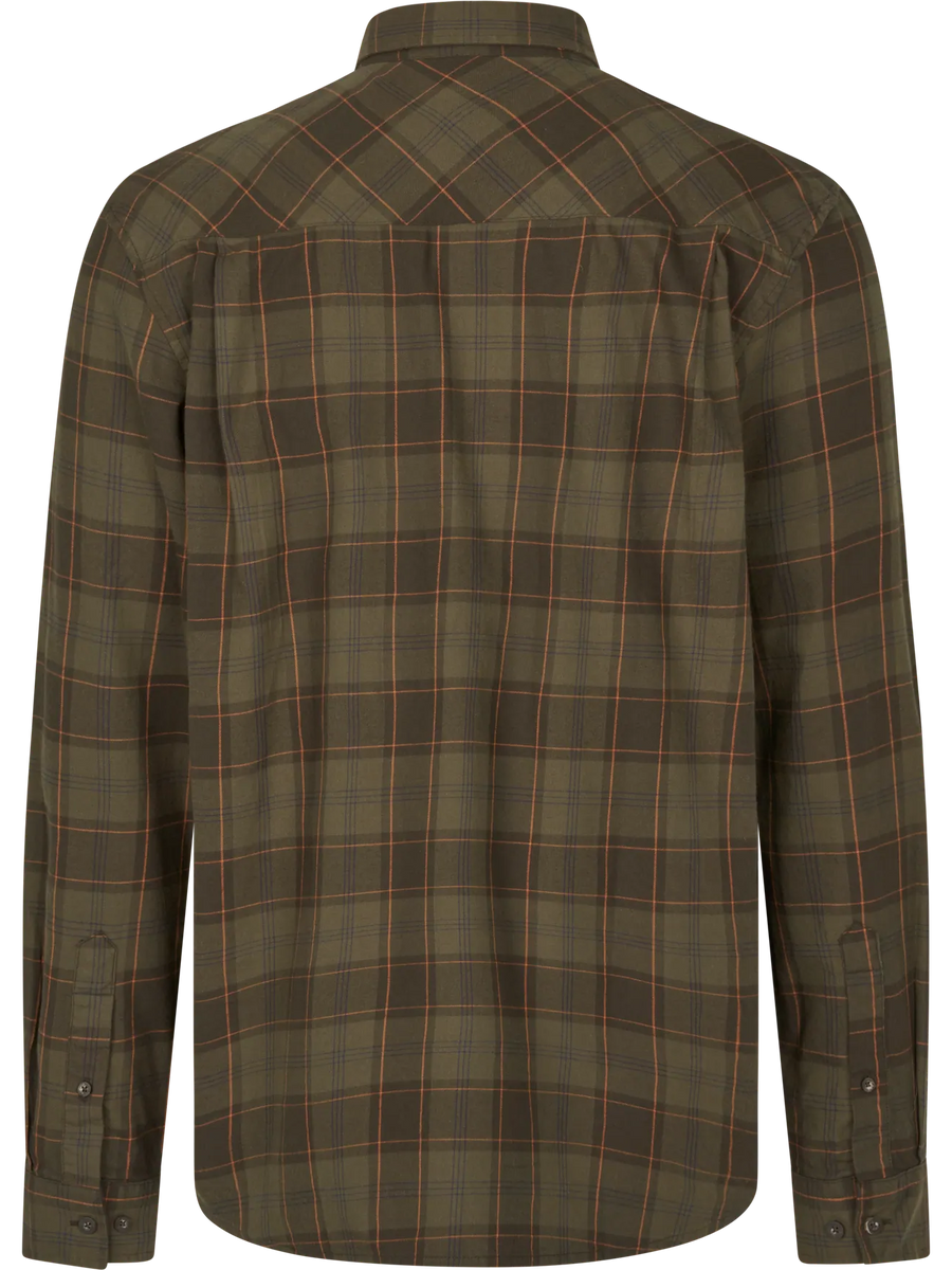 seeland glen flannel shirt mens pine green dark navy check back