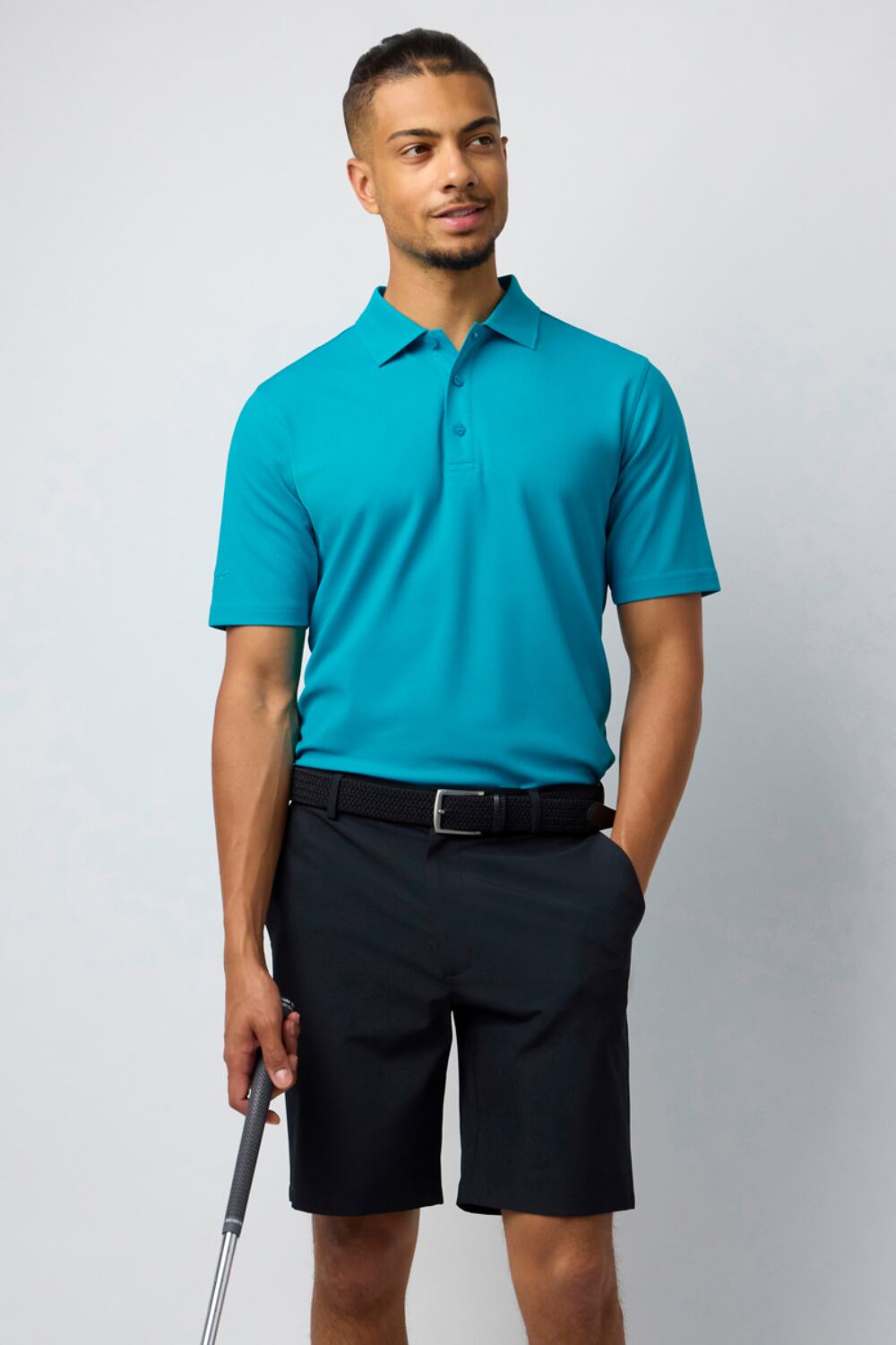 GLENMUIR Men's Deacon Performance Piqué Golf Polo Shirt – Light Blue