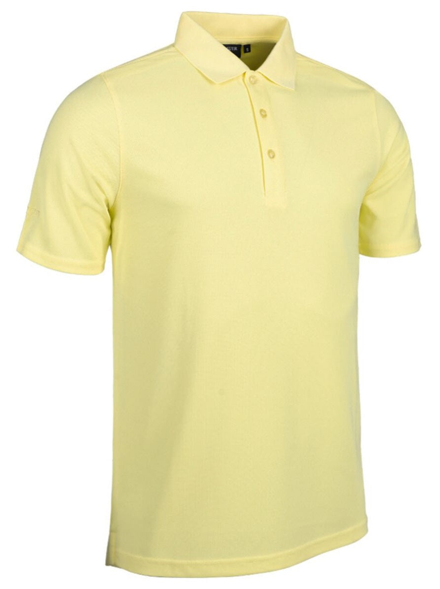 GLENMUIR Men's Deacon Performance Piqué Golf Polo Shirt – Light Yellow