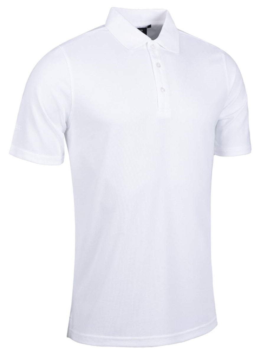 GLENMUIR Men's Deacon Performance Piqué Golf Polo Shirt – White