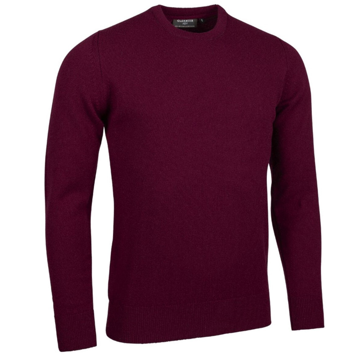 GLENMUIR Morar Crew Neck Lambswool Sweater - Mens - Bordeaux Glenmuir