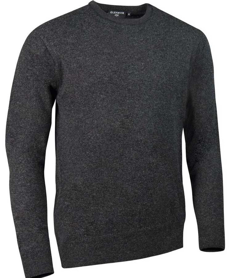 GLENMUIR Morar Crew Neck Lambswool Sweater - Mens - Charcoal Marl Glenmuir