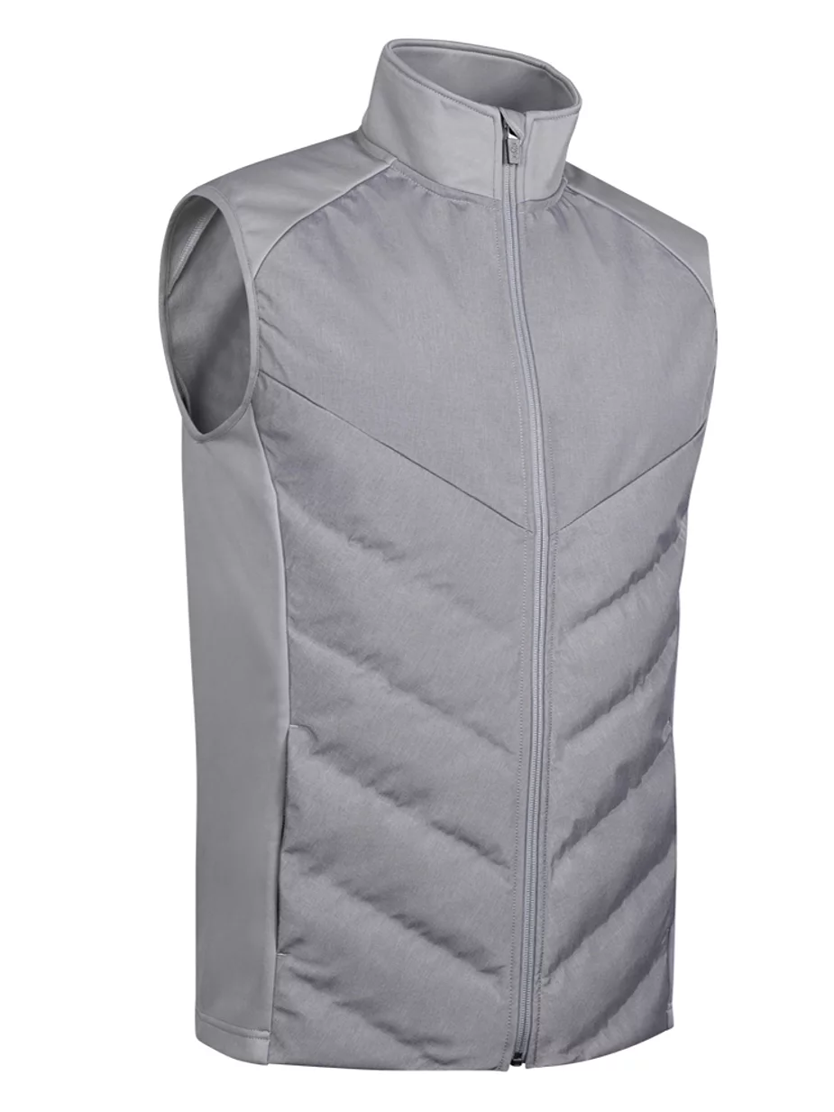 GLENMUIR Newton Full Zip Thermal Chevron Performance Golf Gilet - Men's - Mid Grey Marl