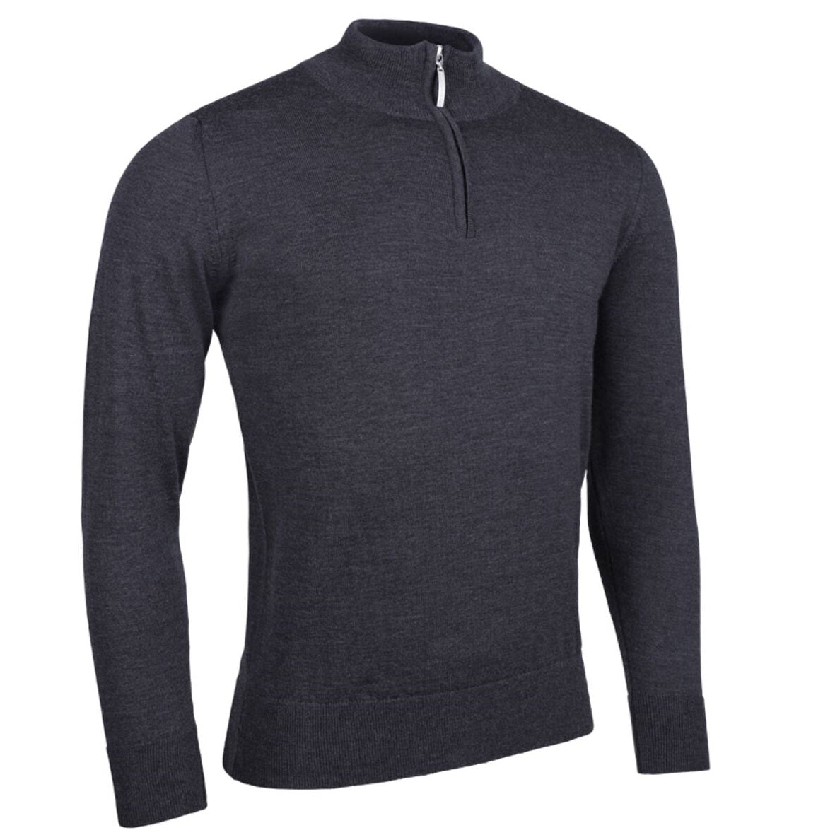 GLENMUIR Samuel Quarter Zip Water Repellent Lined Merino Blend Golf Sweater - Mens - Charcoal Glenmuir