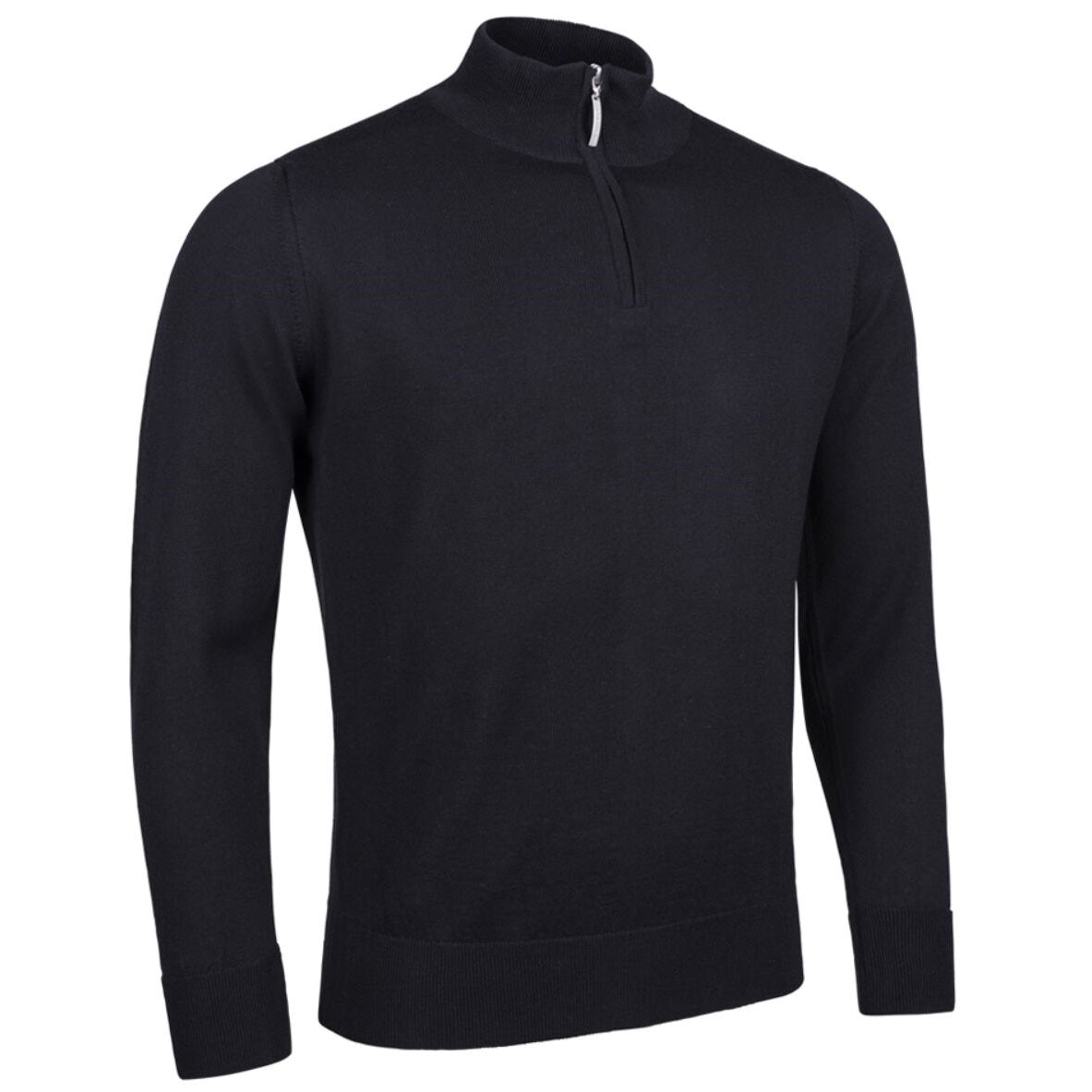 GLENMUIR Jasper Quarter Zip Merino Wool Sweater - Mens - Black Glenmuir