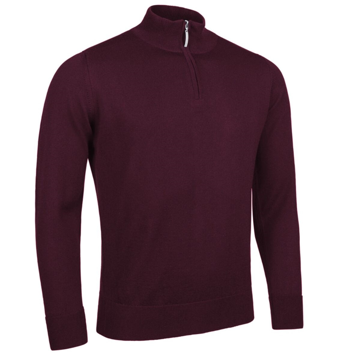 GLENMUIR Jasper Quarter Zip Merino Wool Sweater - Mens - Bordeaux Glenmuir