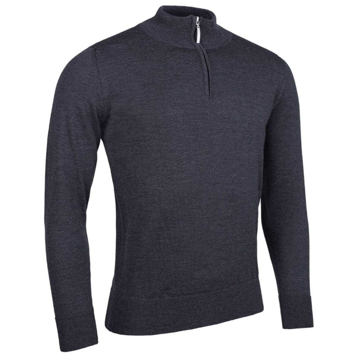 GLENMUIR Jasper Quarter Zip Merino Wool Sweater - Mens - Charcoal Marl Glenmuir