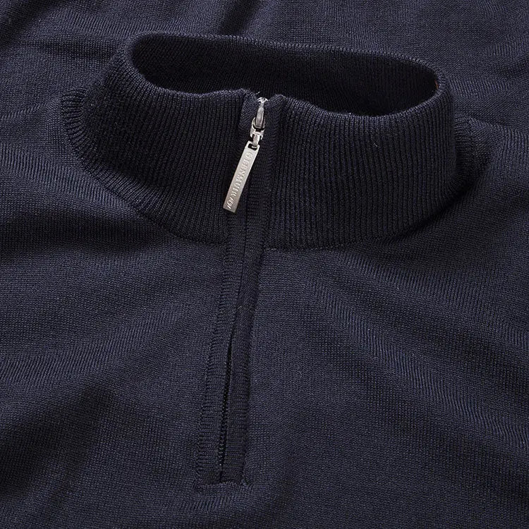 GLENMUIR Jasper Quarter Zip Merino Wool Sweater - Mens - Navy Glenmuir