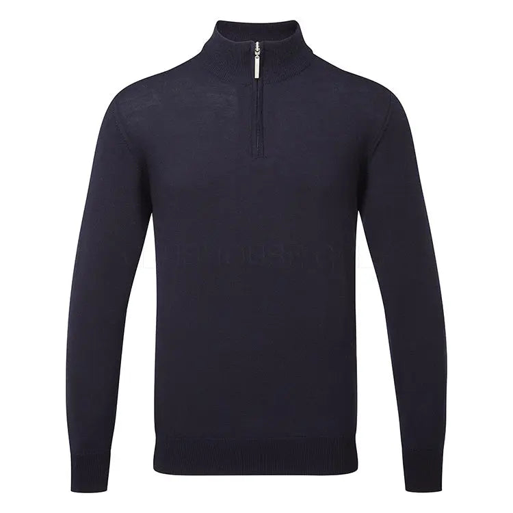GLENMUIR Jasper Quarter Zip Merino Wool Sweater - Mens - Navy Glenmuir