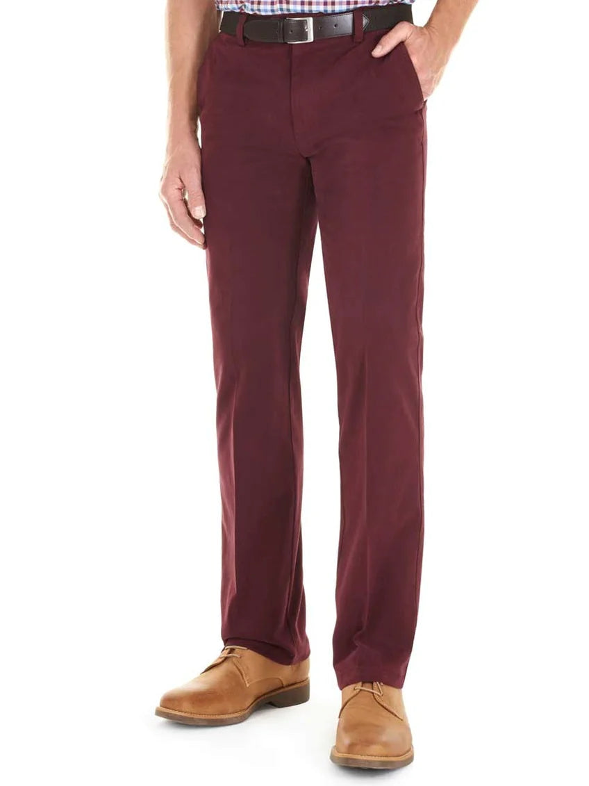 GURTEEN Trousers - Longford Spring Stretch Cotton Chinos - Cranberry Gurteen