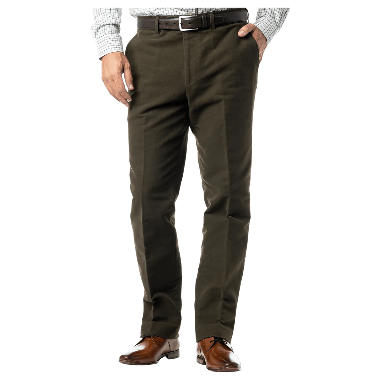 GURTEEN Epsom Moleskin Trousers Olive A Farley