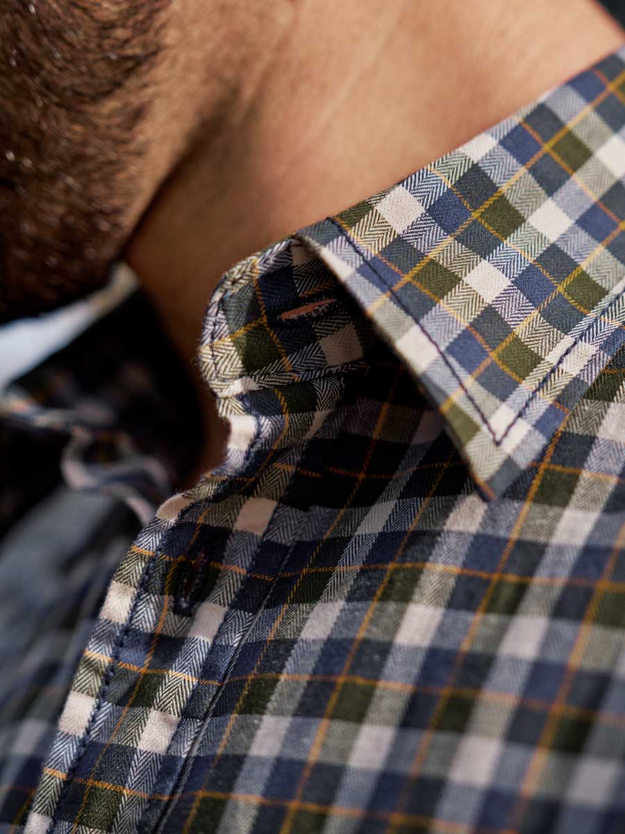 HARKILA Fjell Short Sleeve Shirt - Mens - Naval Blue Check